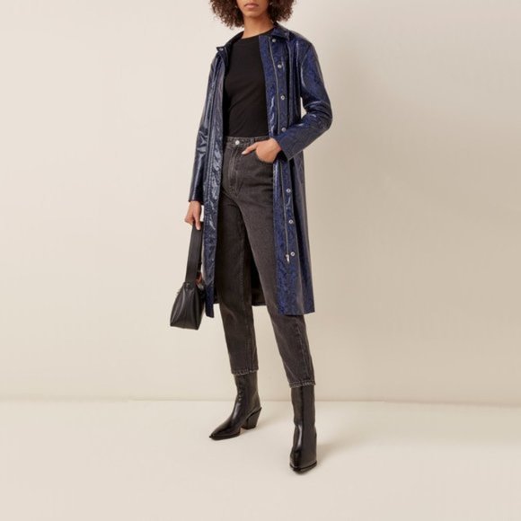 NWT Apparis black blue python faux leather duster jacket, M - Picture 10 of 16